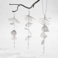 Thumbnail for Geometric Gold Silver Tone Leaf Crystal Pendant Y Necklace Earrings Set - ArtGalleryZen