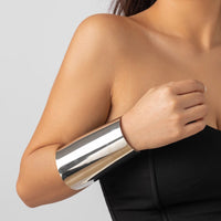 Thumbnail for Geometric Gold Silver Tone Oversized Wrist Cuff Wrap Wide Bangle - ArtGalleryZen