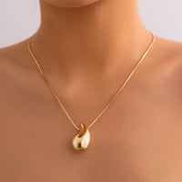 Thumbnail for Geometric Gold Silver Tone Water-drop Pendant Chain Necklace - ArtGalleryZen