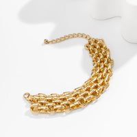 Thumbnail for Geometric Gold Tone Metallic Wide Band Chain Bracelet - ArtGalleryZen