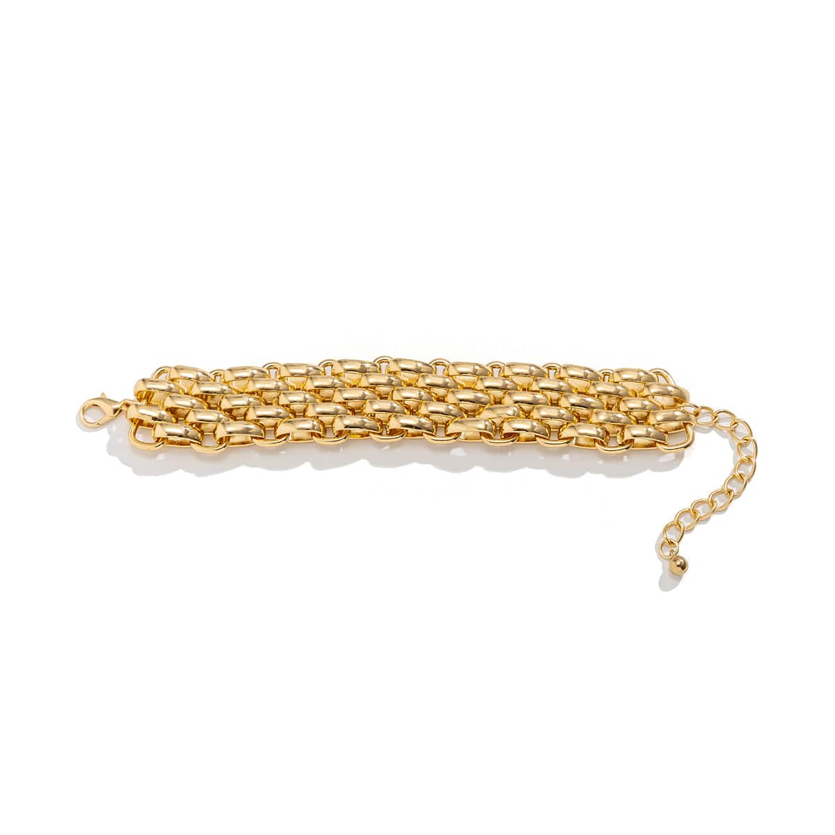 Geometric Gold Tone Metallic Wide Band Chain Bracelet - ArtGalleryZen