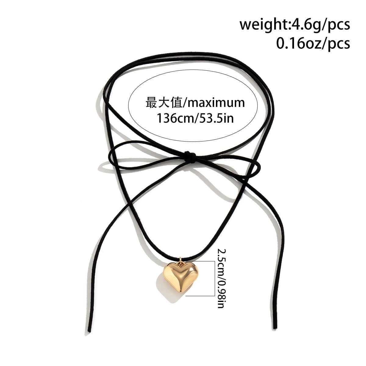 Geometric Heart Pendant Velvet String Necklace - ArtGalleryZen