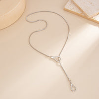 Thumbnail for Geometric Hollow Waterdrop Charm Y Necklace - ArtGalleryZen