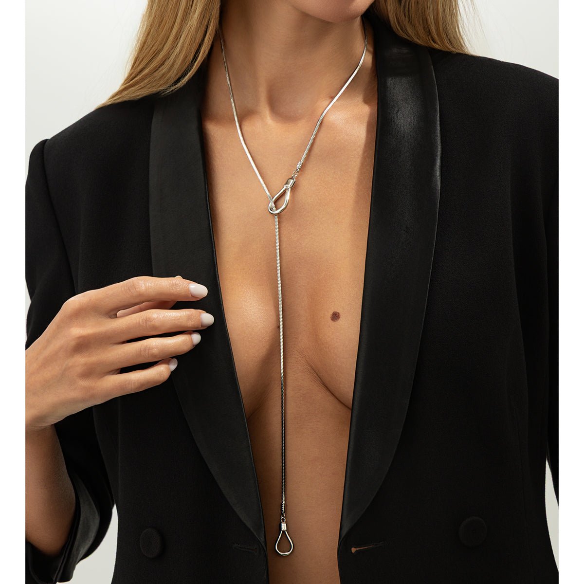 Geometric Hollow Waterdrop Charm Y Necklace - ArtGalleryZen