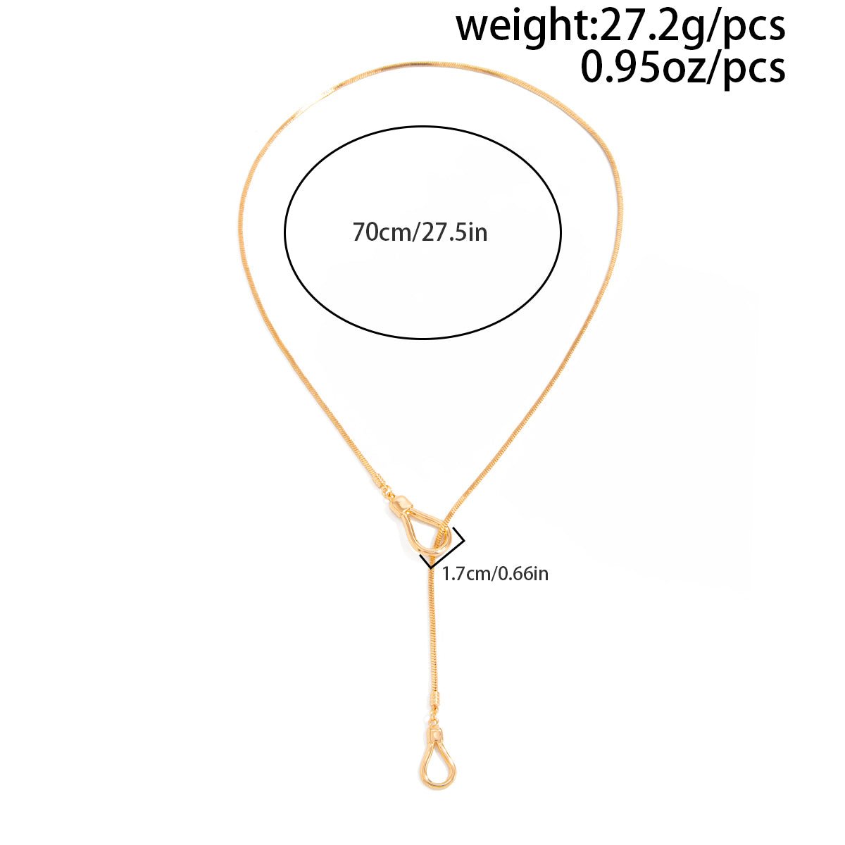 Geometric Hollow Waterdrop Charm Y Necklace - ArtGalleryZen