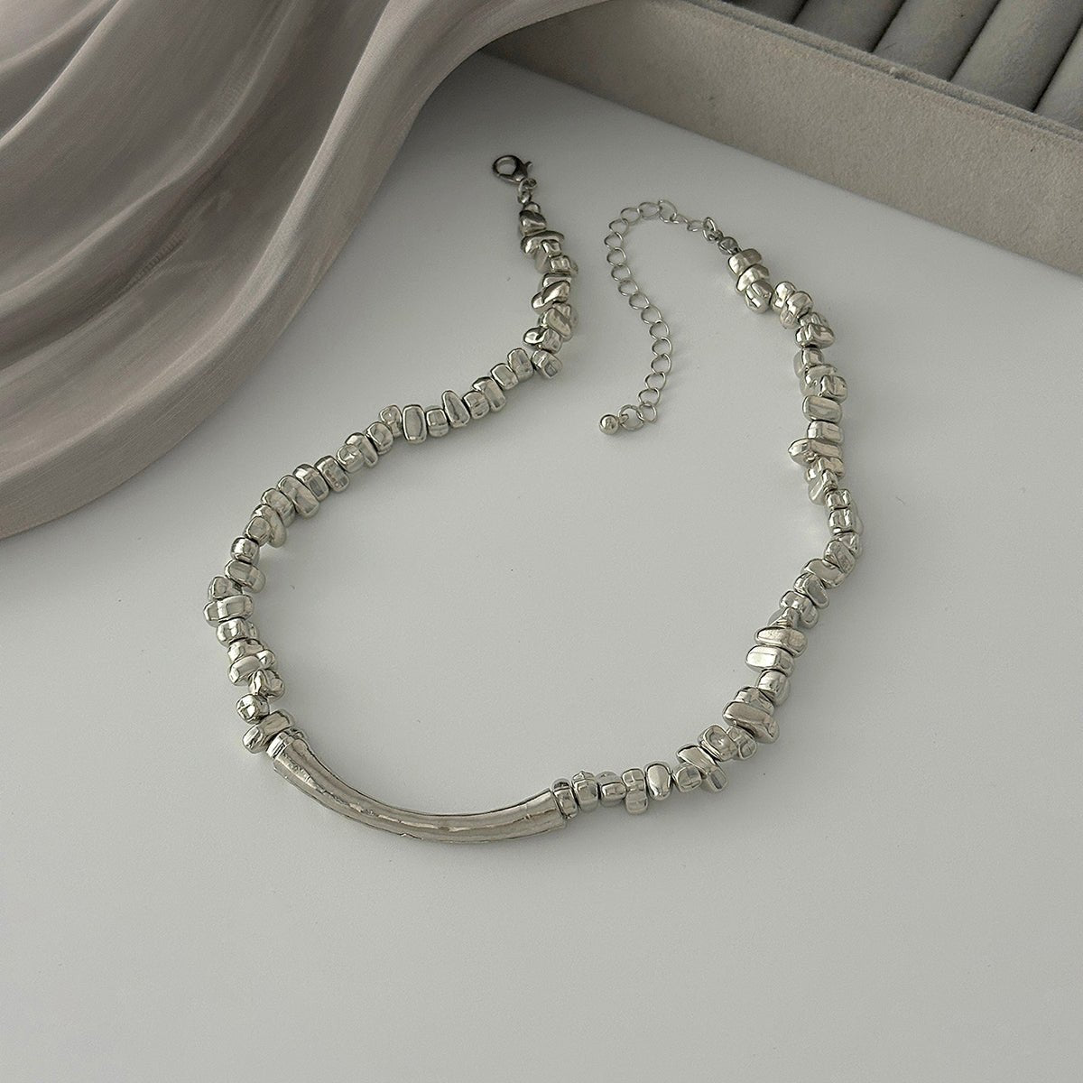 Geometric Irregular Beaded Chain Choker Necklace Bracelet - ArtGalleryZen