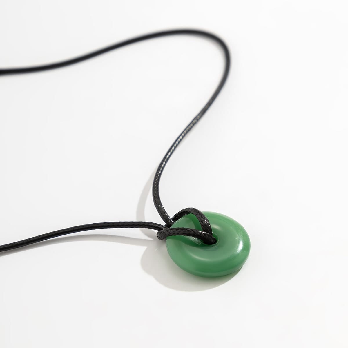 Geometric Jade Pendant Faux Leather String Choker Necklace - ArtGalleryZen