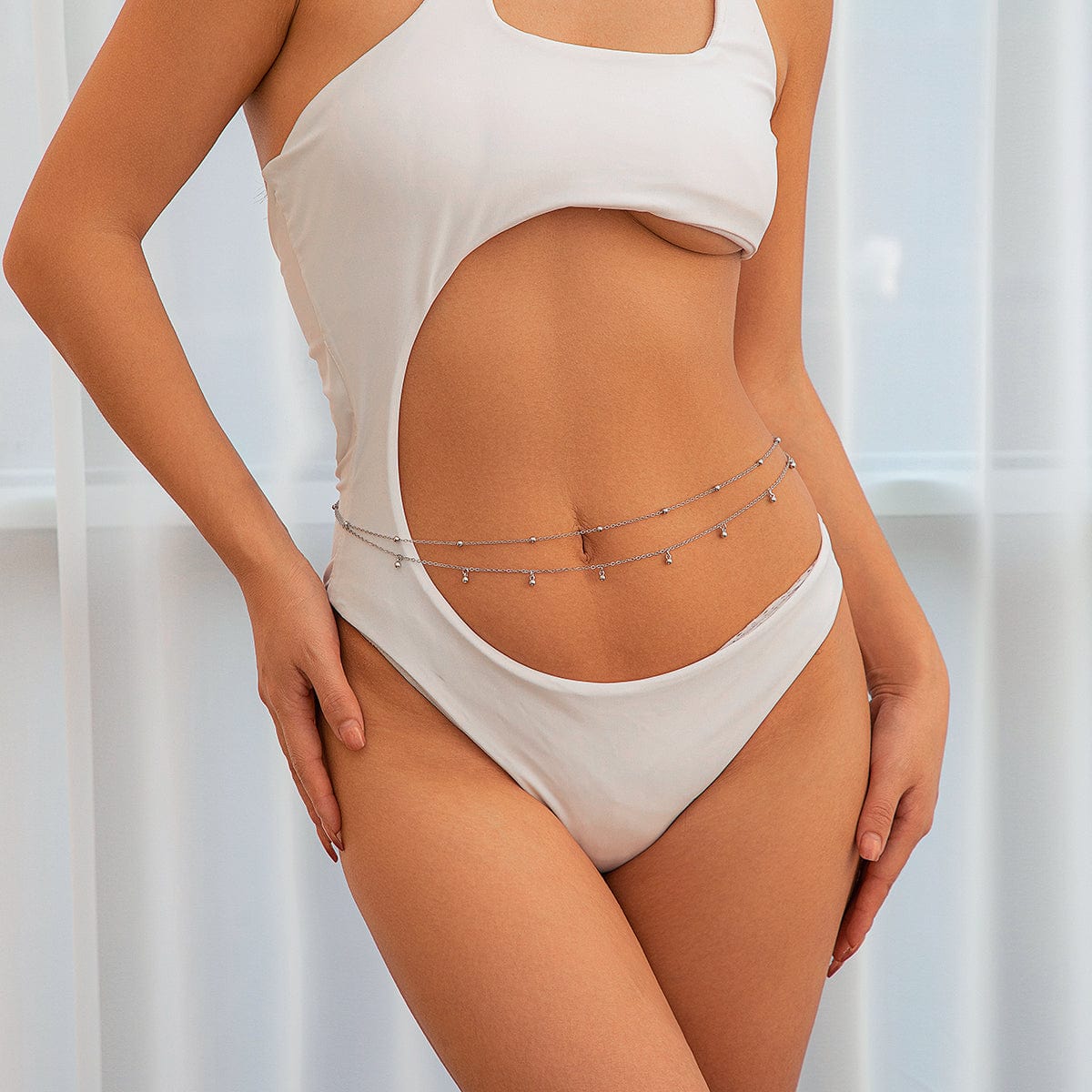 Geometric Layered Ball Tassel Saturn Belly Chain Set - ArtGalleryZen