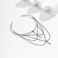 Thumbnail for Geometric Layered Metal Bar Chain Tassel Arm Cuff - ArtGalleryZen