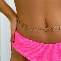 Thumbnail for Geometric Minimalist Ball Tassel Hoop Belly Chain - ArtGalleryZen