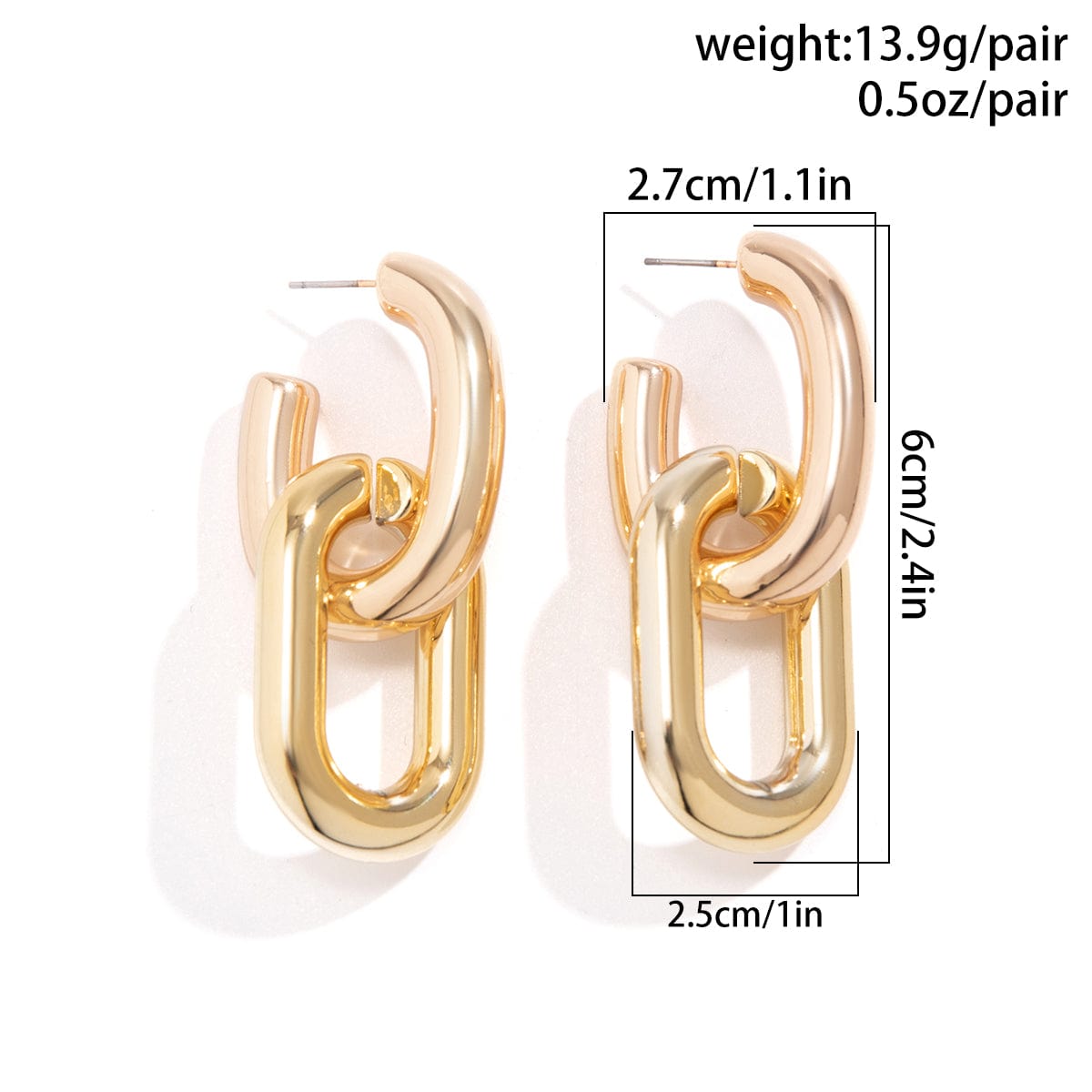 Geometric Double Oval Link Dangle Earrings - ArtGalleryZen