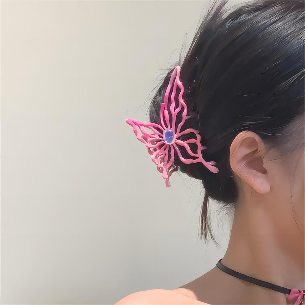Geometric Pink Hollow Butterfly Chignon Claw Clip Hair Clip – ArtGalleryZen