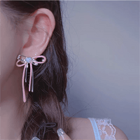 Thumbnail for Geometric Pink Ribbon Dangle Earrings - ArtGalleryZen