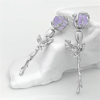 Thumbnail for Geometric Purple Agate Rose Earrings - ArtGalleryZen