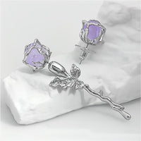 Thumbnail for Geometric Purple Agate Rose Earrings - ArtGalleryZen