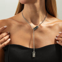 Thumbnail for Geometric Rhinestone Charm Y Necklace - ArtGalleryZen