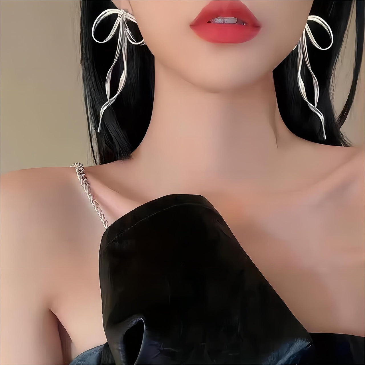 Geometric Ribbon Dangle Earrings - ArtGalleryZen