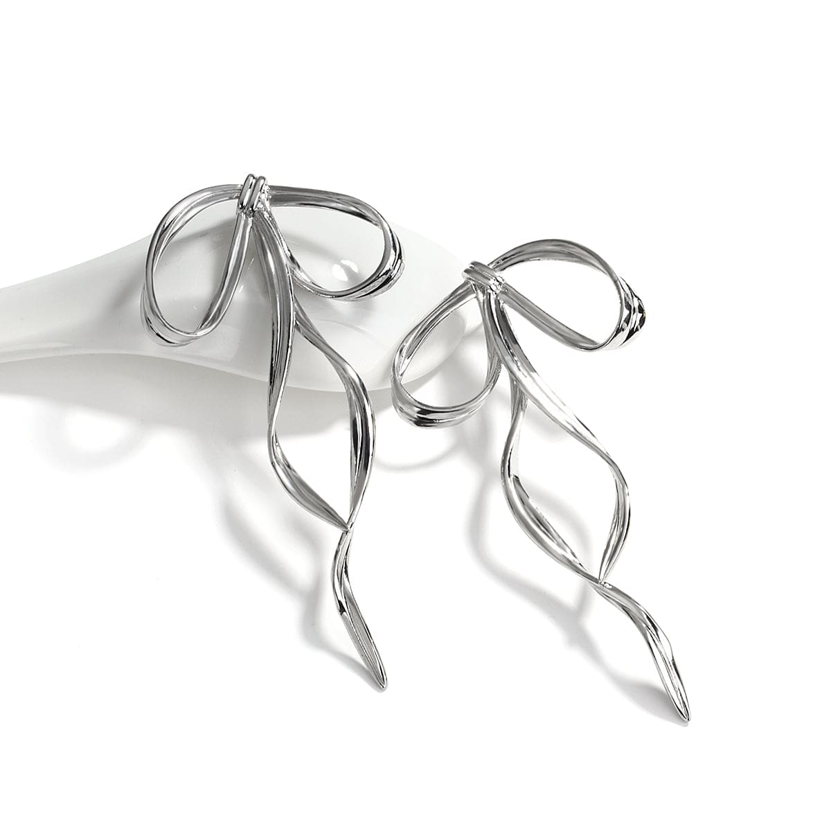 Geometric Ribbon Dangle Earrings - ArtGalleryZen