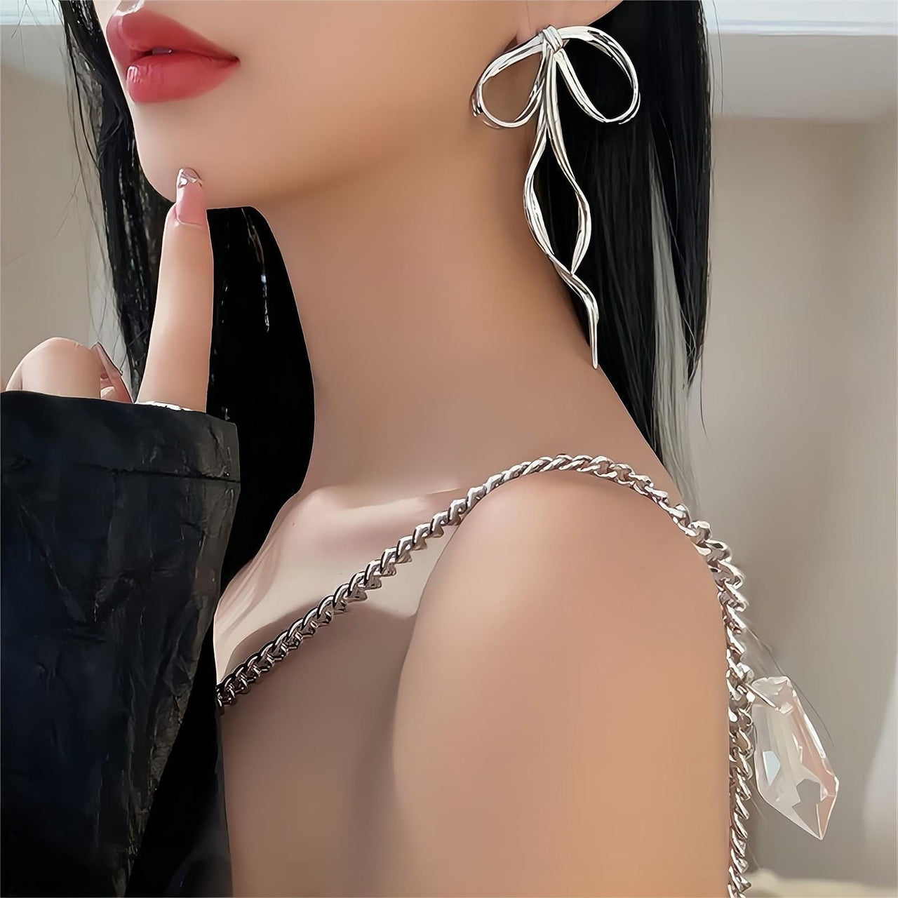 Geometric Ribbon Dangle Earrings - ArtGalleryZen