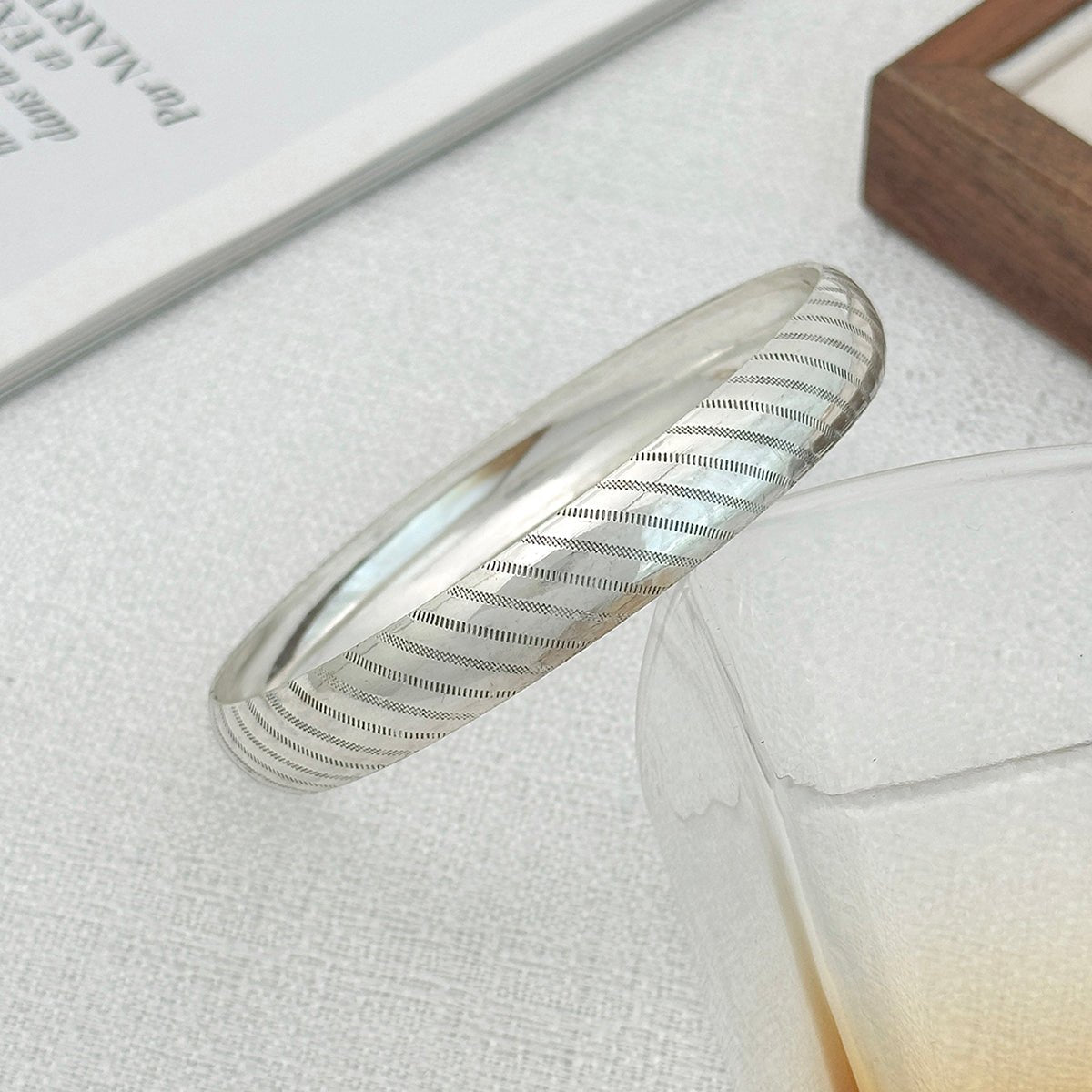 Geometric Silver Plated Striped Arm Cuff - ArtGalleryZen