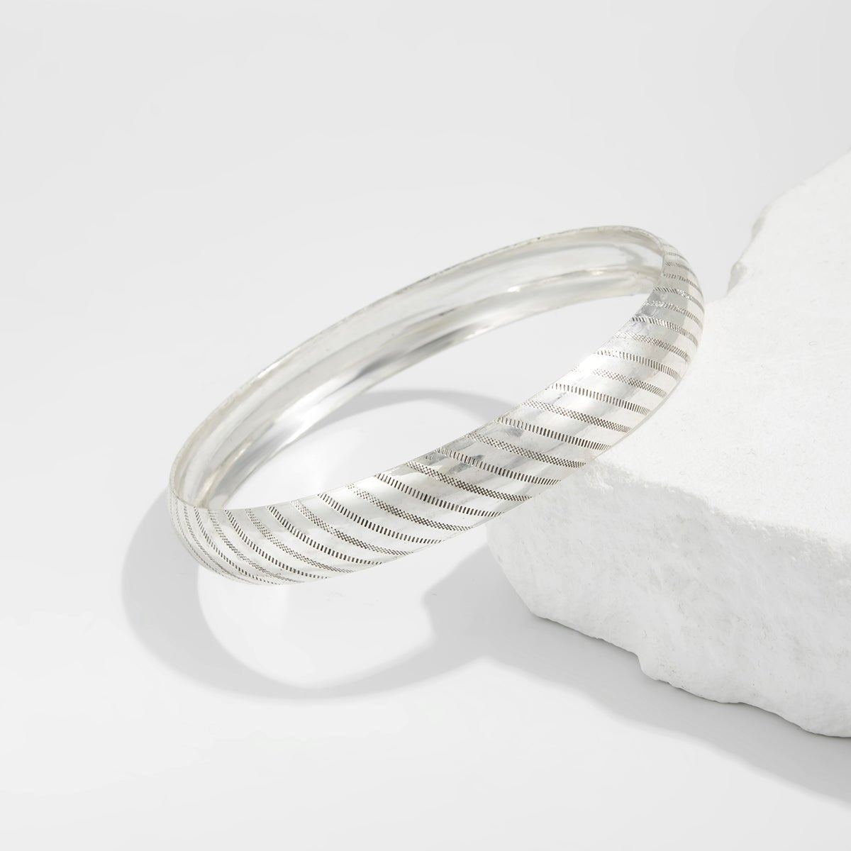 Geometric Silver Plated Striped Arm Cuff - ArtGalleryZen
