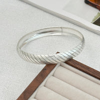Thumbnail for Geometric Silver Plated Striped Arm Cuff - ArtGalleryZen