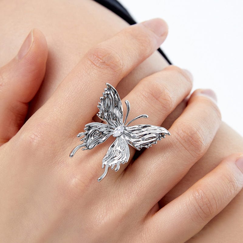 Geometric Three Butterflies Ring Set - ArtGalleryZen