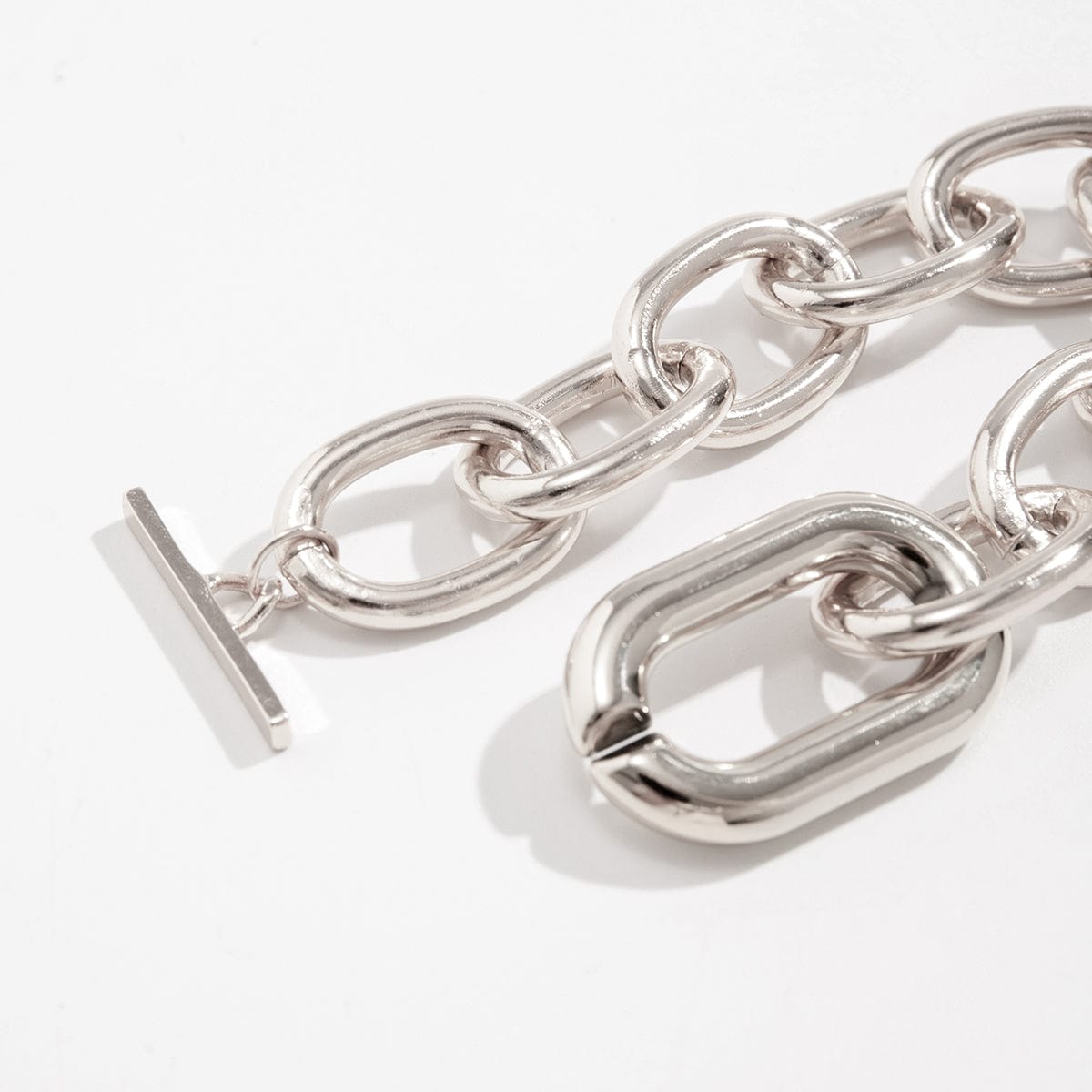 Geometric Rectangle Toggle Clasp Cable Chain Bracelet - ArtGalleryZen