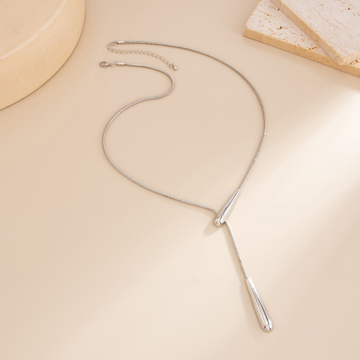 Geometric Waterdrop Charm Y Necklace - ArtGalleryZen