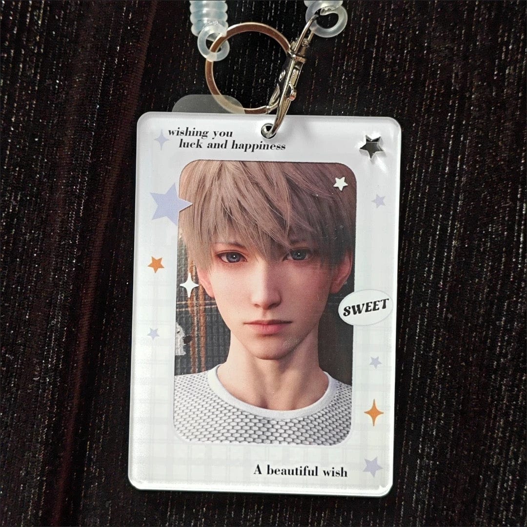 Glitter Lucky Blessings Kpop Keychain Acrylic Photocard Holder - ArtGalleryZen
