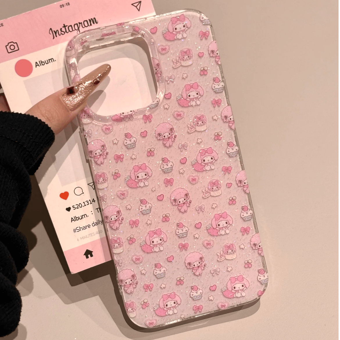 Glitter My Melody My Sweet Piano iPhone Case With Lanyard - ArtGalleryZen