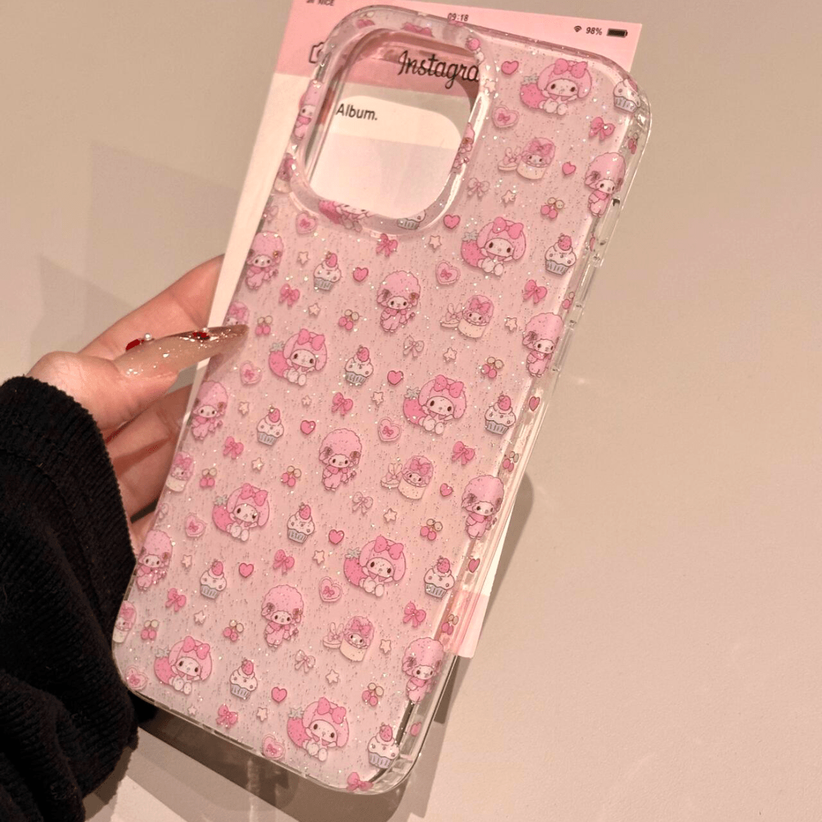 Glitter My Melody My Sweet Piano iPhone Case With Lanyard - ArtGalleryZen