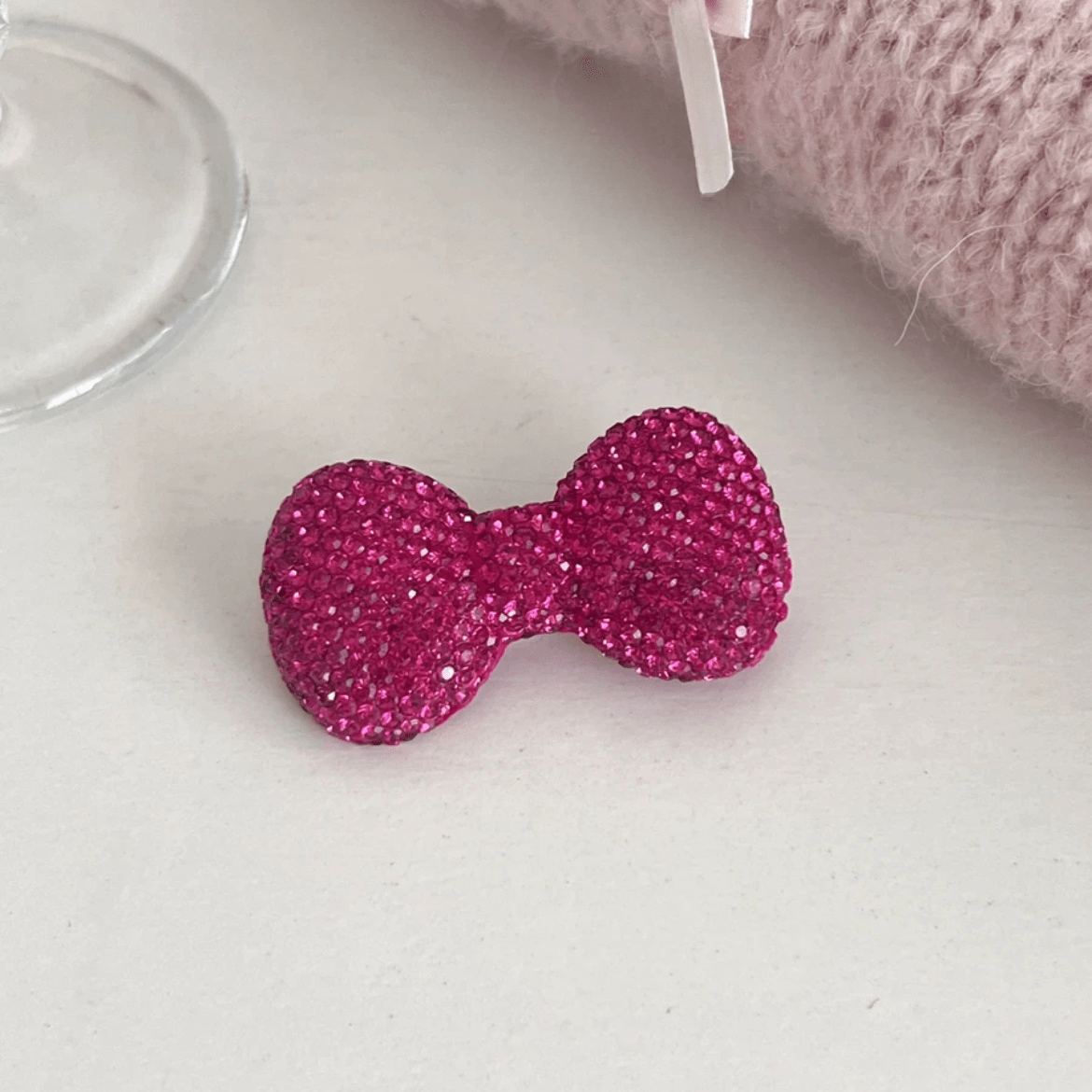 Glitter Rhinestone Bowknot Hair Clip - ArtGalleryZen