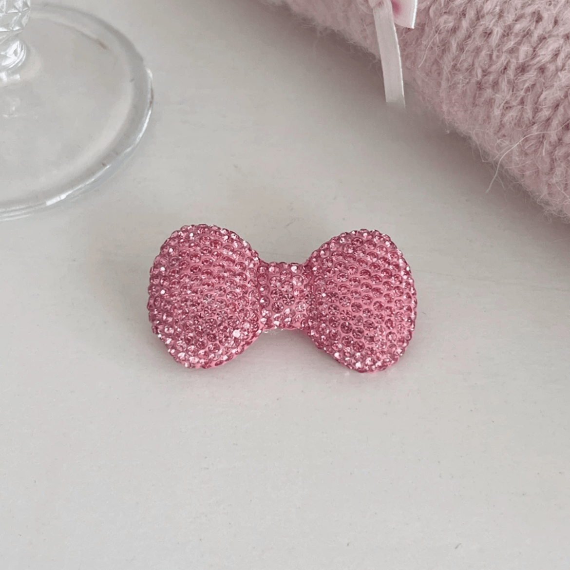 Glitter Rhinestone Bowknot Hair Clip - ArtGalleryZen