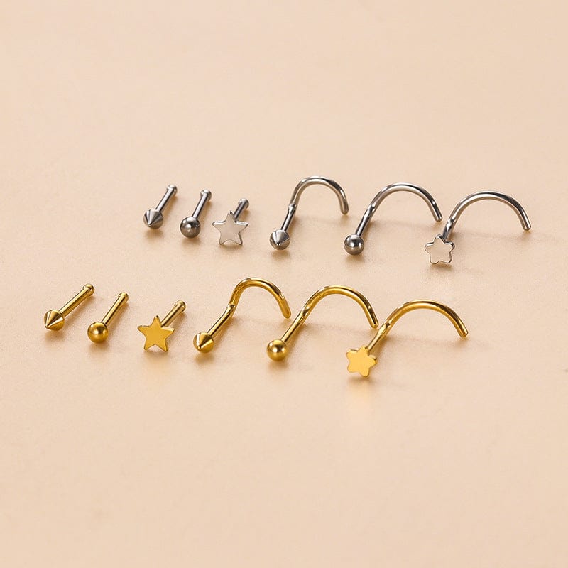 Gold Silver Plated Star Stainless Steel Nose Piercing Nose Stud - ArtGalleryZen