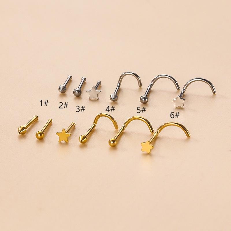 Gold Silver Plated Star Stainless Steel Nose Piercing Nose Stud - ArtGalleryZen