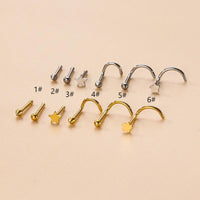 Thumbnail for Gold Silver Plated Star Stainless Steel Nose Piercing Nose Stud - ArtGalleryZen