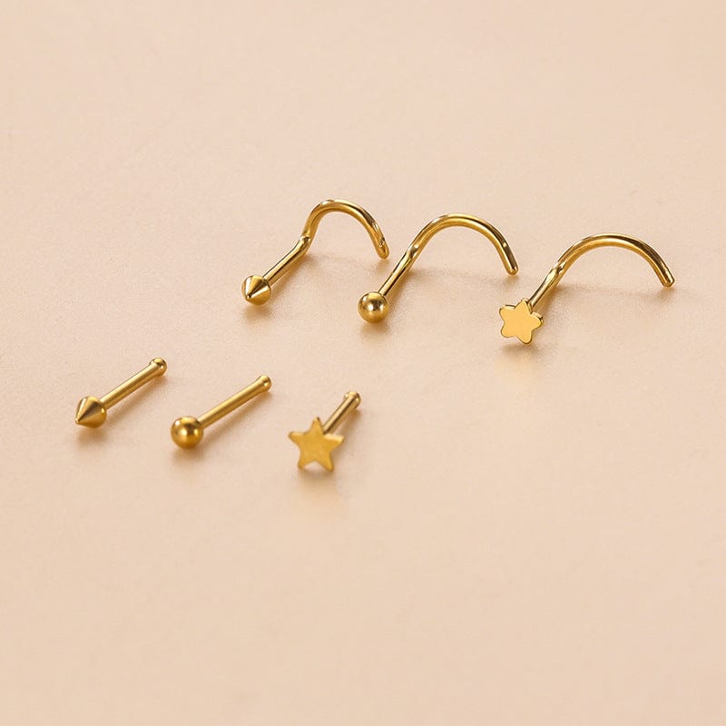 Gold Silver Plated Star Stainless Steel Nose Piercing Nose Stud - ArtGalleryZen