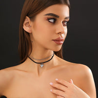 Thumbnail for Gothic Layered Love Pendant Fancy Wire Link Choker Necklace Set - ArtGalleryZen