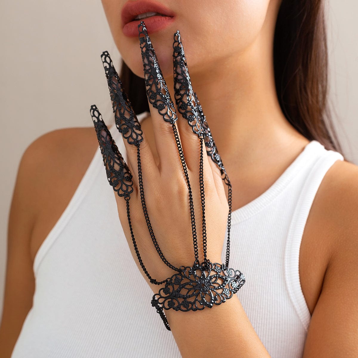 Gothic Five Finger Armor Nails Mittens Bracelet - ArtGalleryZen