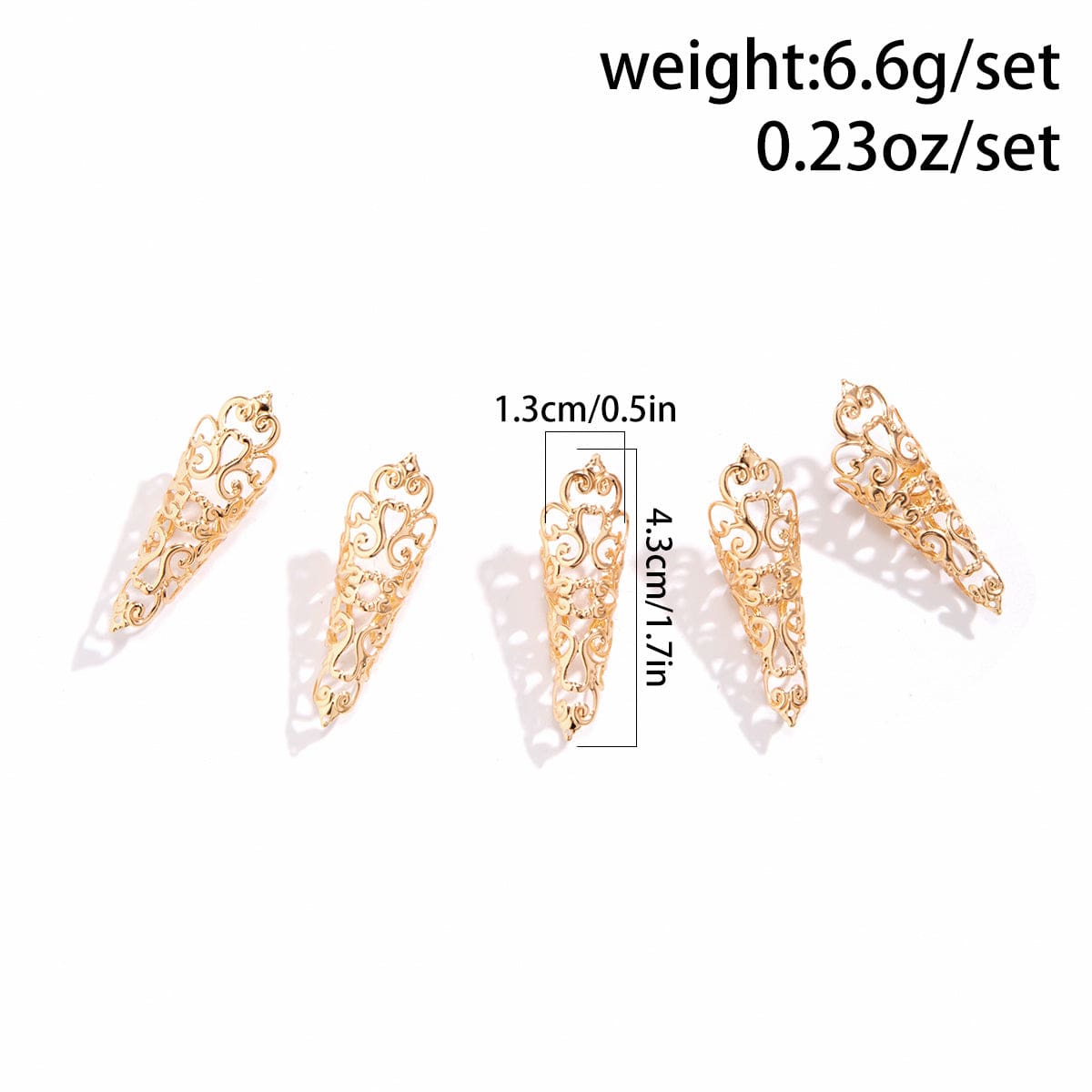 Gothic Gold Silver Plated Five Fingers Nails Ring Set - ArtGalleryZen