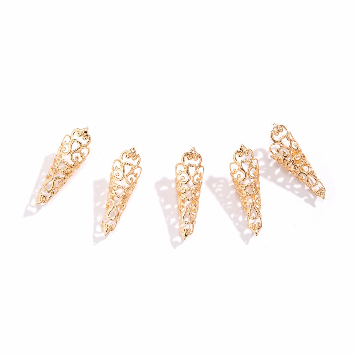 Gothic Gold Silver Plated Five Fingers Nails Ring Set - ArtGalleryZen