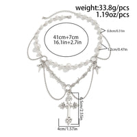 Thumbnail for Gothic Layered Cross Star Pendant Pearl Chain Choker Necklace - ArtGalleryZen