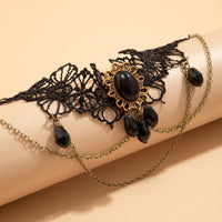 Thumbnail for Gothic Layered Crystal Inlaid Floral Lace Arm Chain - ArtGalleryZen
