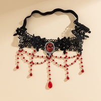 Thumbnail for Gothic Layered Red Crystal Beaded Tassel Elastic Lace Thigh Leg Chain - ArtGalleryZen