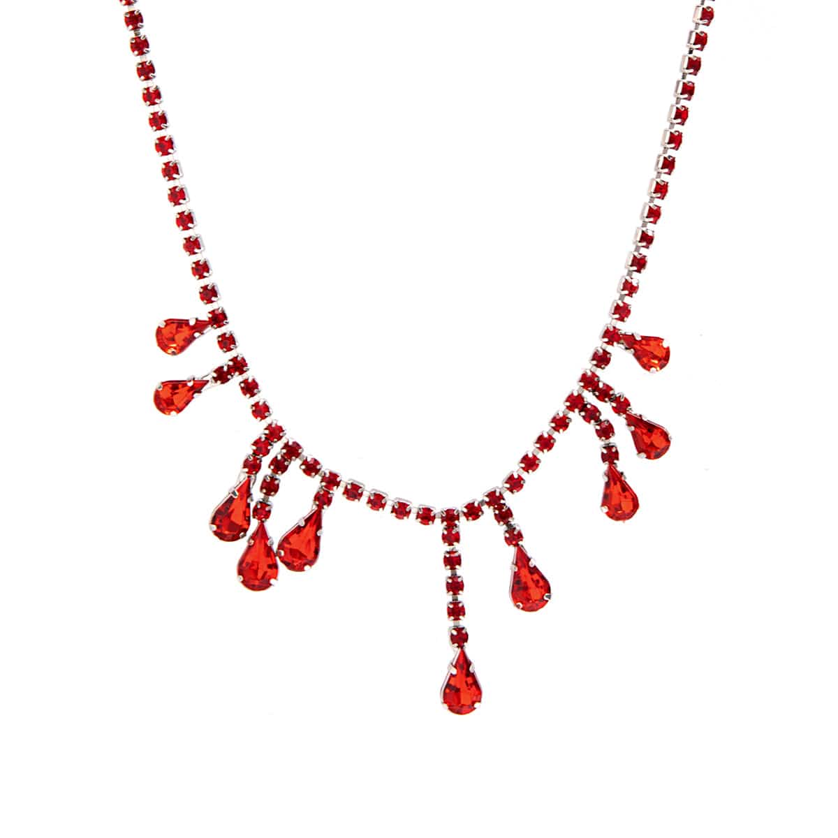 Gothic Red Waterdrop Tassel Rhinestone Chain Choker Necklace - ArtGalleryZen
