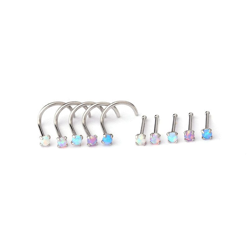 Gradient 2mm Opal Titanium Steel Nose Piercing Nose Stud - ArtGalleryZen