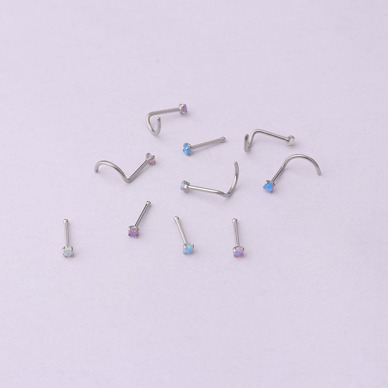 Gradient 2mm Opal Titanium Steel Nose Piercing Nose Stud - ArtGalleryZen