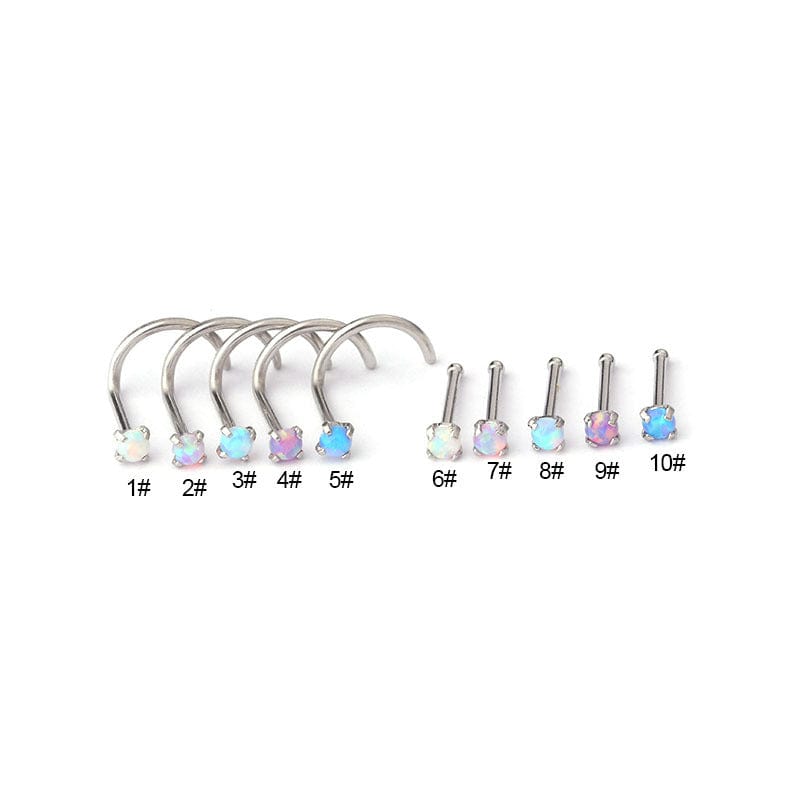 Gradient 2mm Opal Titanium Steel Nose Piercing Nose Stud - ArtGalleryZen