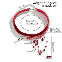 Thumbnail for Halloween 2Pcs Blood Drop Crystal Tassel Pearl Chain Velvet Choker Necklace Set - ArtGalleryZen